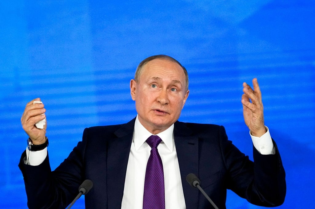 Wladimir Putin auf seiner jährlichen Pressekonferenz im vergangenen Jahr.