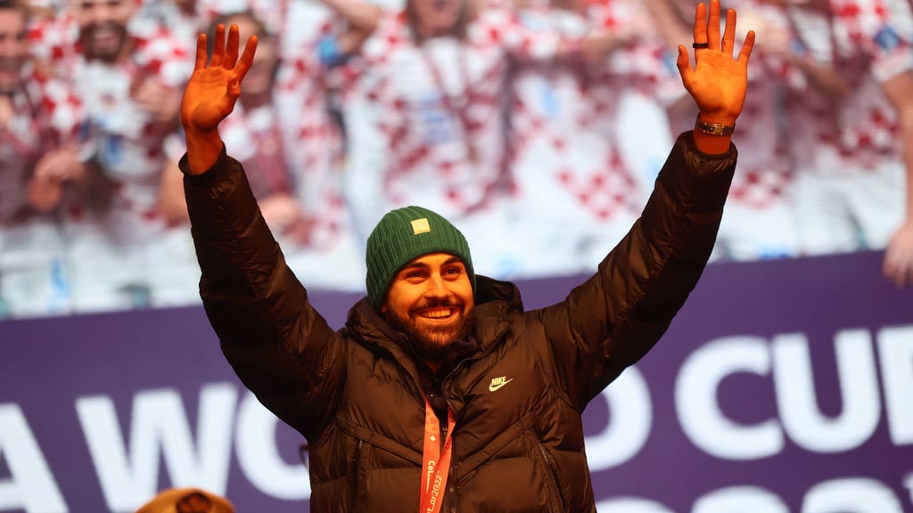 RB-Verteidiger Josko Gvardiol beim Empfang des WM-Dritten Kroatien in der Heimat