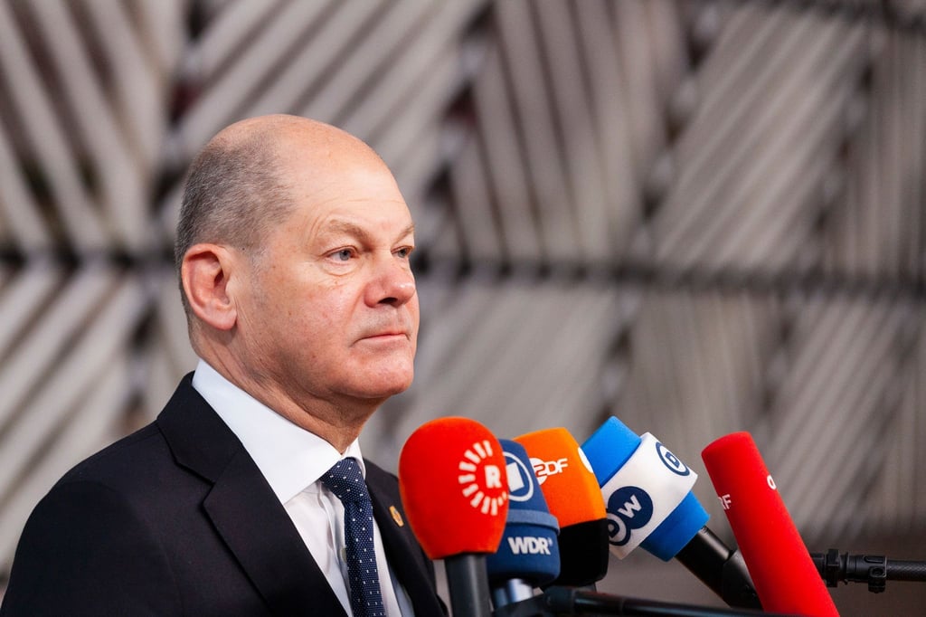 Olaf Scholz (SPD), Bundeskanzler von Deutschland, spricht.