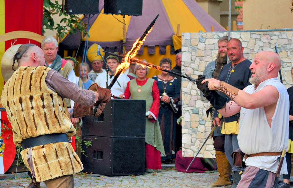 Jedes Jahr zum Hohenmölsener Herbstmarkt spielen die Mitglieder des Vereins "Drei Türme" die bekannte Schlacht von 1080 nach.