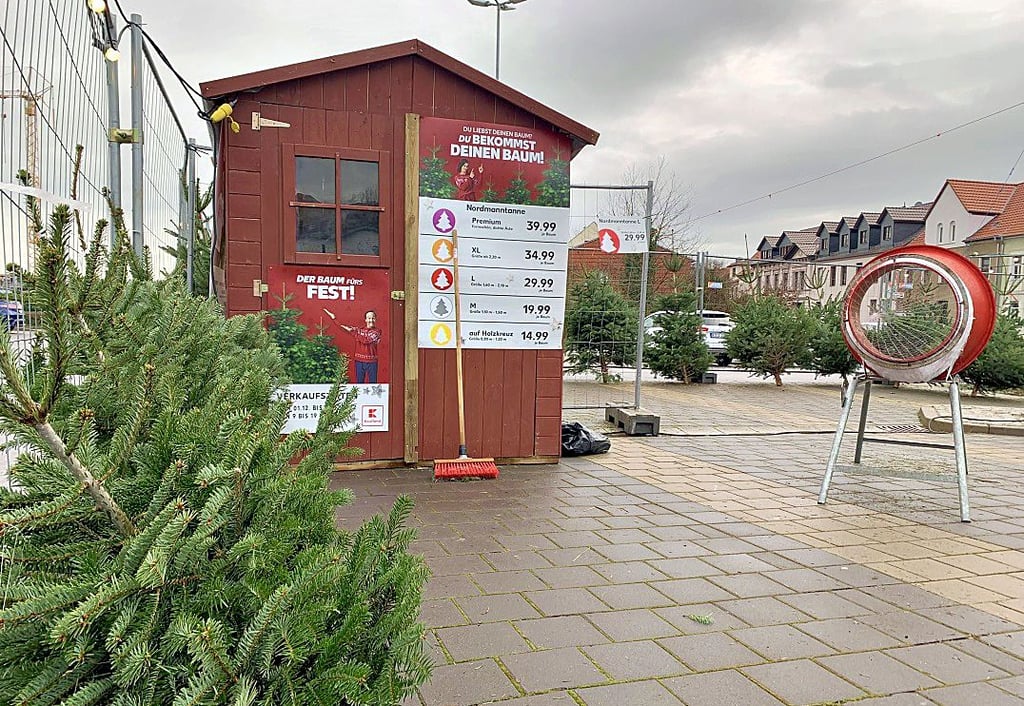 Beim Weihnachtsbaumverkaufsstand bei Kaufland in Oschersleben machen sich die aktuellen Krisen bemerkbar.