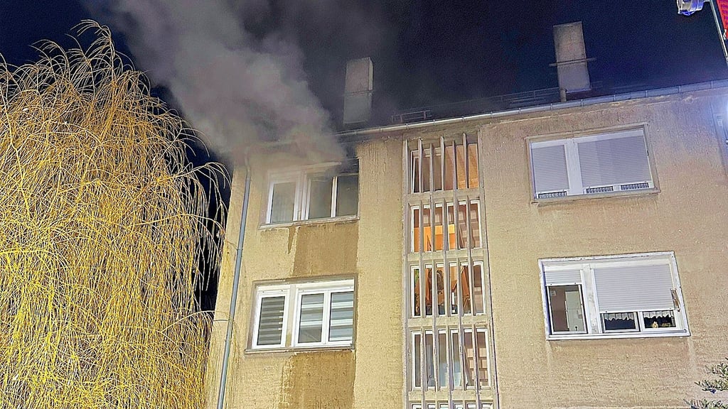 Die Kameraden der Feuerwehren konnten mit wenig Wasser die Flammen unter Kontrolle bringen. Auch die Drehleiter  aus Bitterfeld kam bei den nächtlichen Löscharbeiten zum Einsatz.