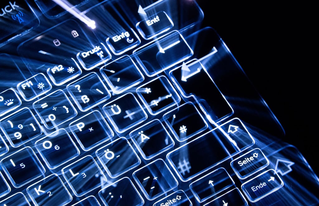 Tasten einer beleuchteten Tastatur.