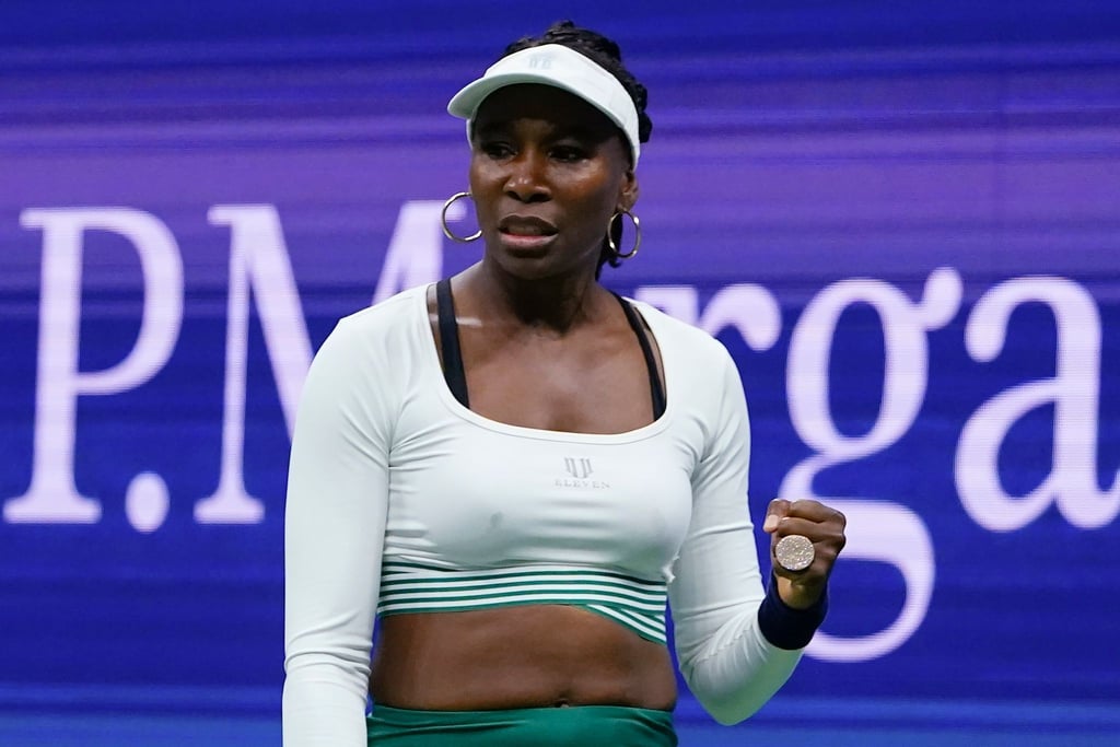 Venus Williams reagiert bei den US Open in New York.