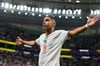Marokkos Abdelhamid Sabiri jubelt nach seinem Tor zum 0:1 gegen Belgien.