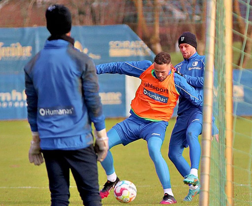Zeigt sich weiter beim 1. FC Magdeburg: Luc Castaignos (Mitte).