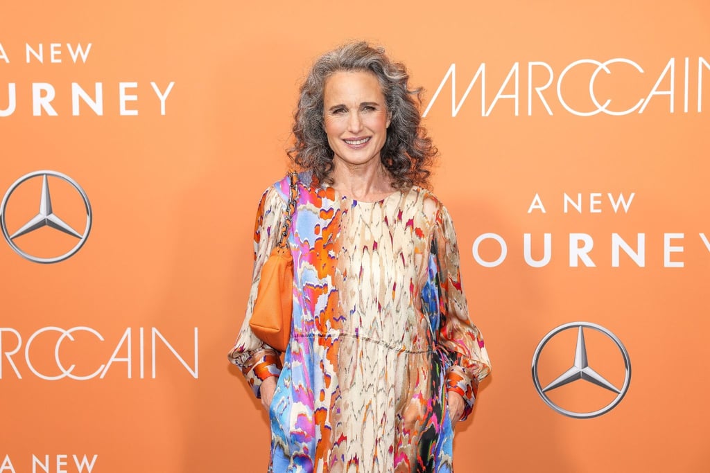 Die US-Schauspielerin Andie MacDowell kommt zu einer Show auf der Berlin Fashion Week.