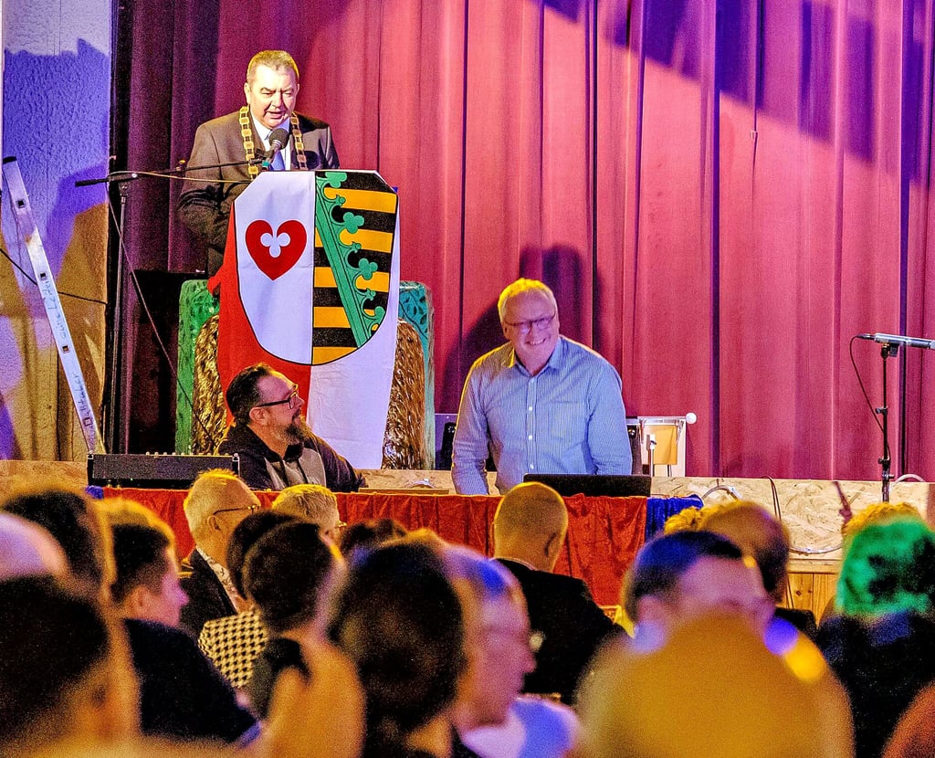 Bürgermeister Torsten Seelig spricht beim Neujahrsempfang der Stadt Kemberg.