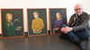 Rudolf Pötzsch vor den Bildern seiner drei Enkelkinder. Sie sind Teil der neuen Ausstellung in der Galerie Himmelreich in Magdeburg.
