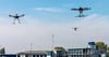 Die Simulation des Deutschen Zentrums für Luft- und Raumfahrt demonstriert die Drohnentest auf dem Verkehrsflughafen Magdeburg-Cochstedt.