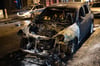 Ein ausgebranntes Auto in Berlin.