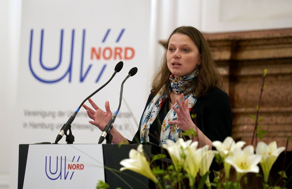 Melanie Leonhard (SPD), Senatorin für Wirtschaft und Innovation in Hamburg, spricht beim Neujahrsempfang UV Nord im Hotel „Atlantic“.
