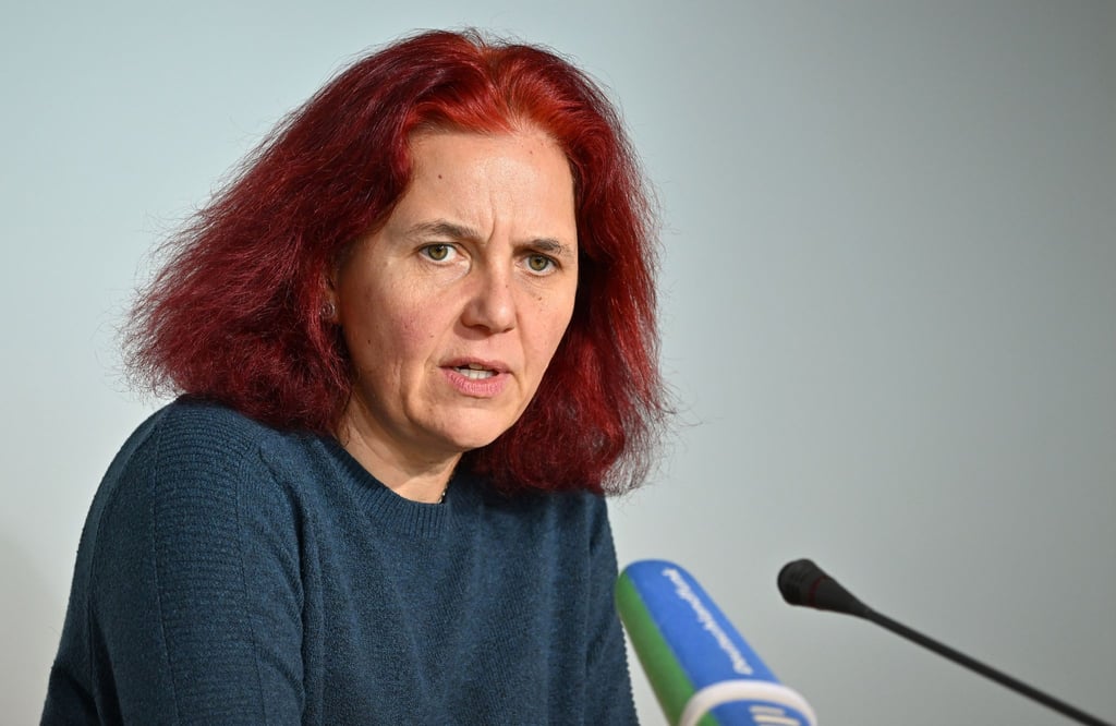 Astrid Rothe-Beinlich (Bündnis90/Die Grünen), Fraktionschefin, während der Landespressekonferenz im Thüringer Landtag.