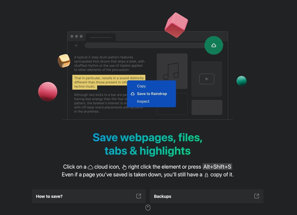 Kann mehr als Bookmarks speichern und synchronisieren: Die weitergehenden Fähigkeiten von Raindrop sind aber über ein bestimmtes Maß hinaus kostenpflichtig.