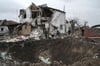 Ein Raketenangriff hat ein Haus im ukrainischen Hlewacha komplett zerstört.