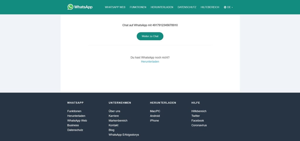 Über den Browser zum Whatsapp-Chat - und das ganz ohne Telefonbucheintrag.