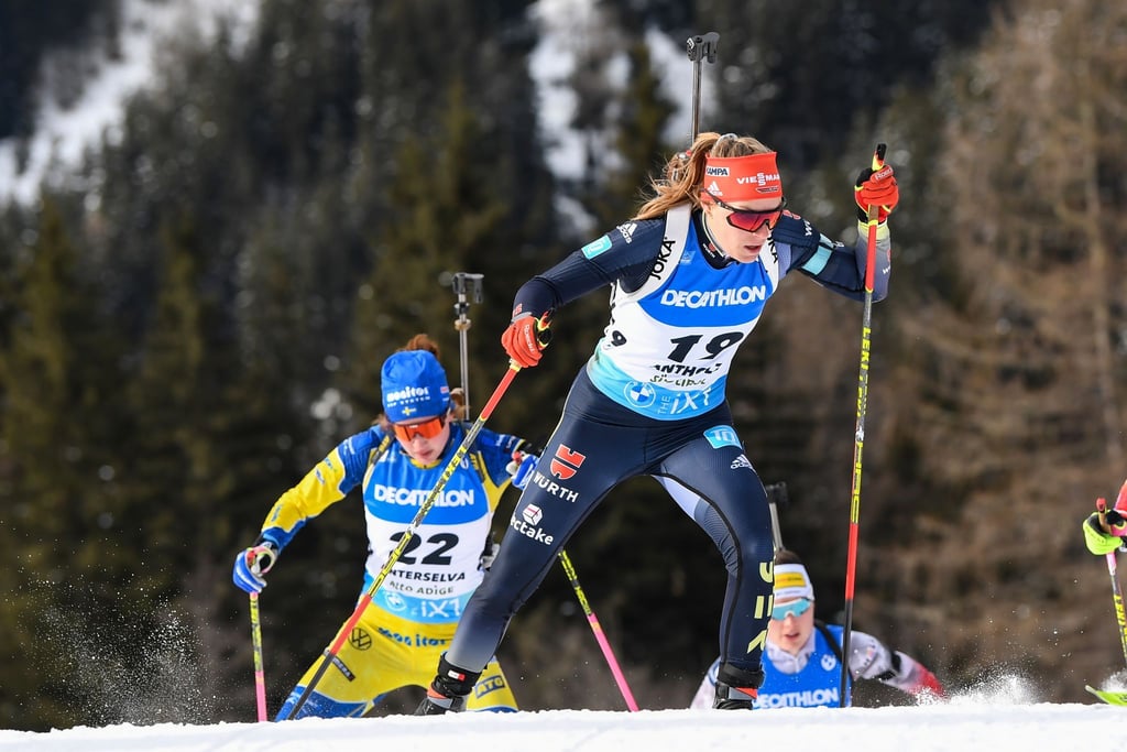 Hanna Kebinger zeigte in Antholz eine starke Vorstellung und führte die junge deutsche Staffel auf den dritten Platz.