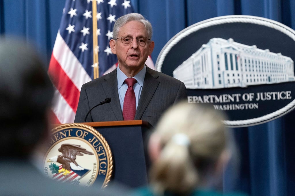 US-Justizminister Merrick Garland spricht während einer Pressekonferenz zur Ankündigung einer internationalen Ransomware-Durchsetzungsaktion im Justizministerium in Washington.