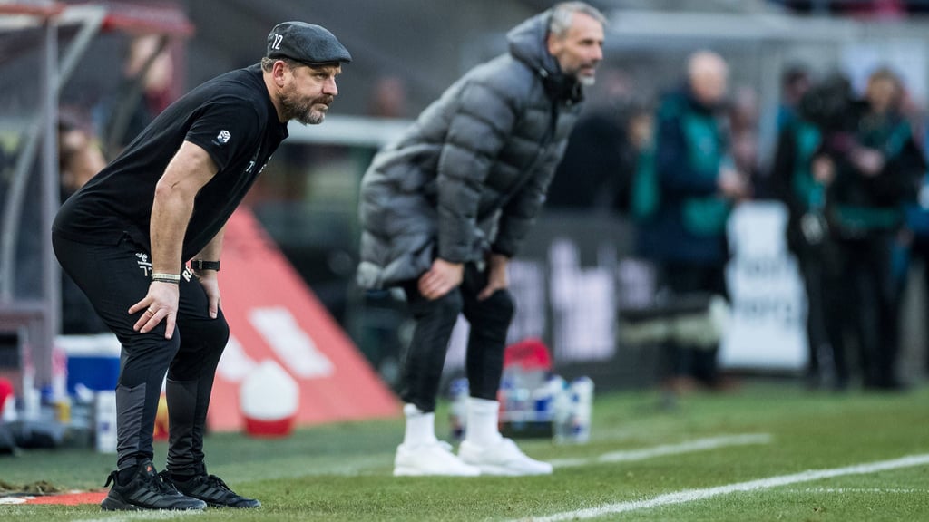 Synchron-Coaching: RB-Coach Marco Rose (r.) und "Effzeh"-Trainer Steffen Baumgart