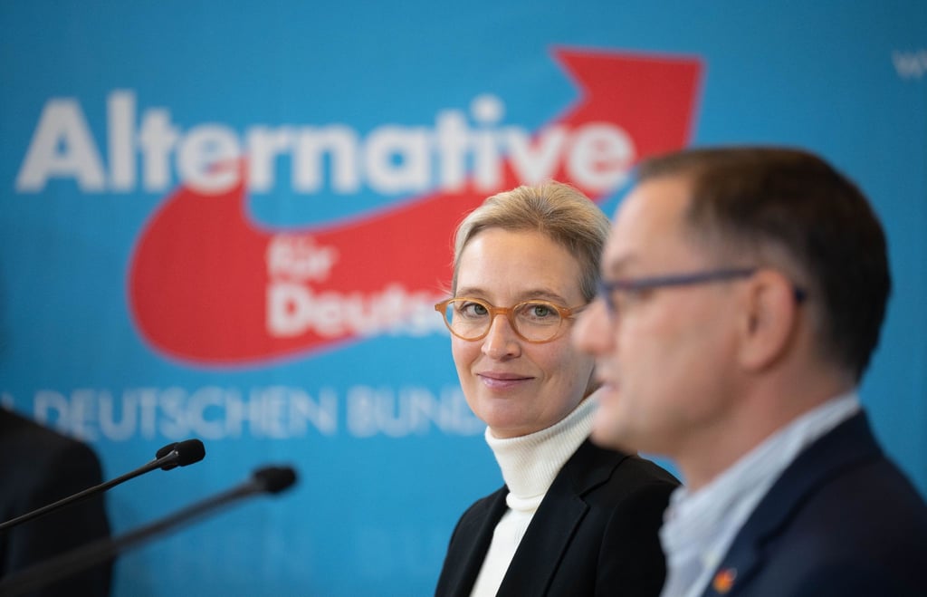 Die Bundessprecher Tino Chrupalla und Alice Weidel feiern zehn Jahre AfD.
