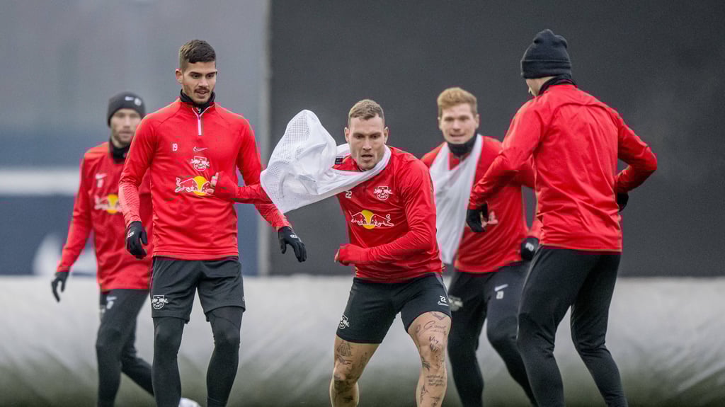 Spieler von RB Leipzig beim Training.