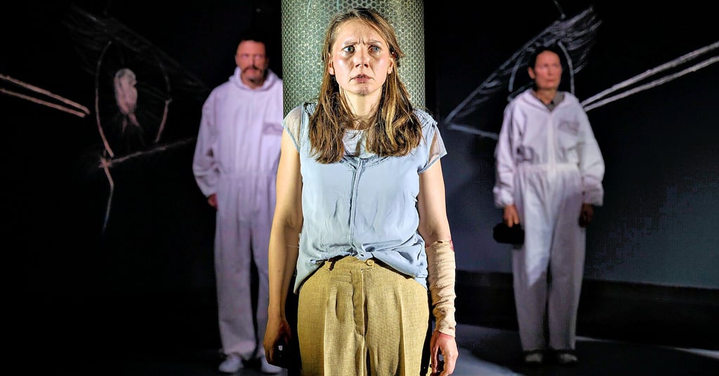 Premiere für „Corpus Delicti“ in Stendal: Susan Ihlenfeld als Mia Holl, die in die Fänge der „Methode“ gerät.