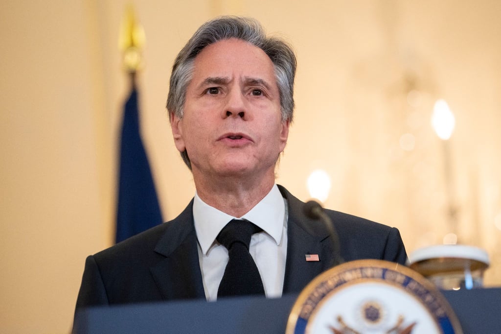 US-Außenminister Antony Blinken äußert sich auf einer Pressekonferenz in Washington zu dem mutmaßlichen Spionageballon.