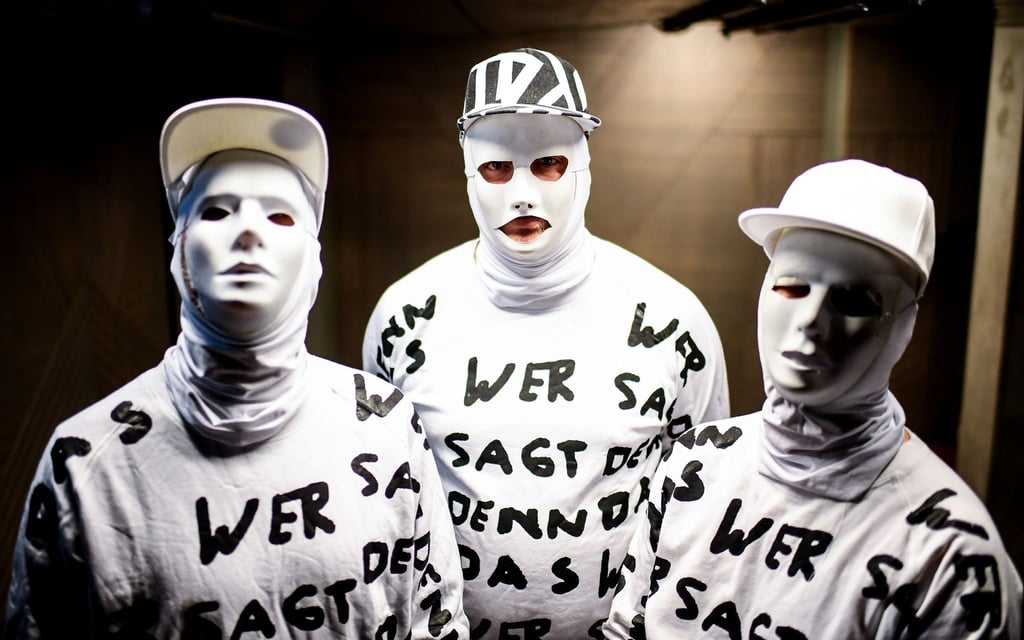 Philipp Grütering (l-r) alias Kryptik Joe, Sebastian Dürre alias Porky und Henning Besser alias La Perla 2019 in Berlin.