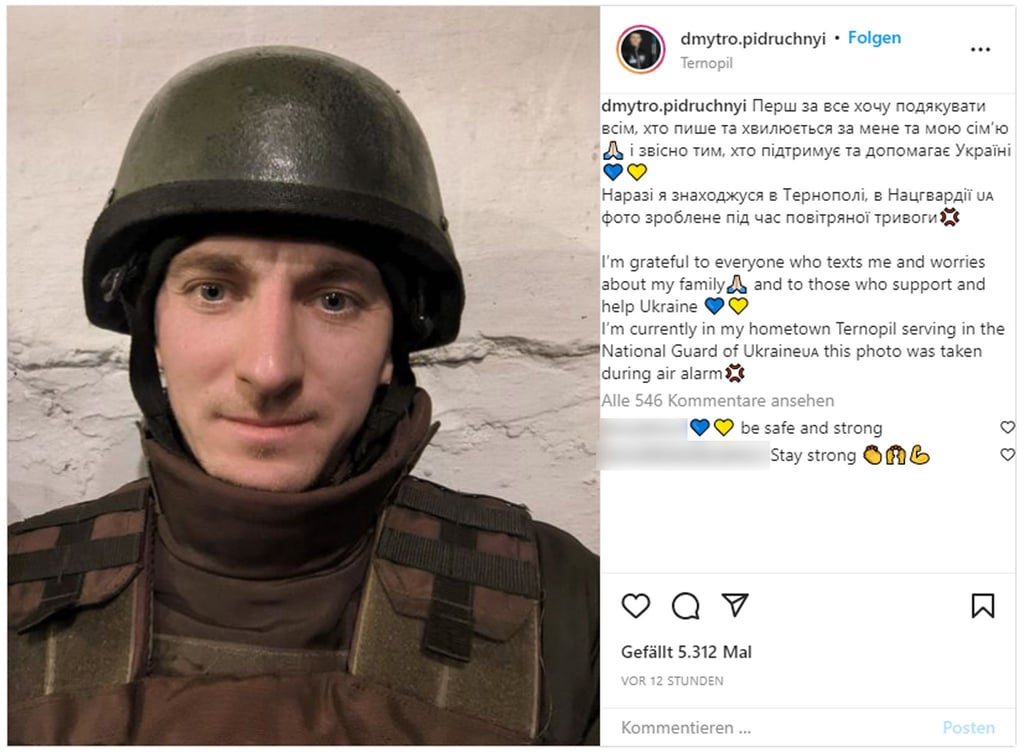 Dmytro Pidrutschnji, ukrainischer Ex-Weltmeister im Biathlon, posiert auf seinem Instagram-Account in Militär-Uniform.