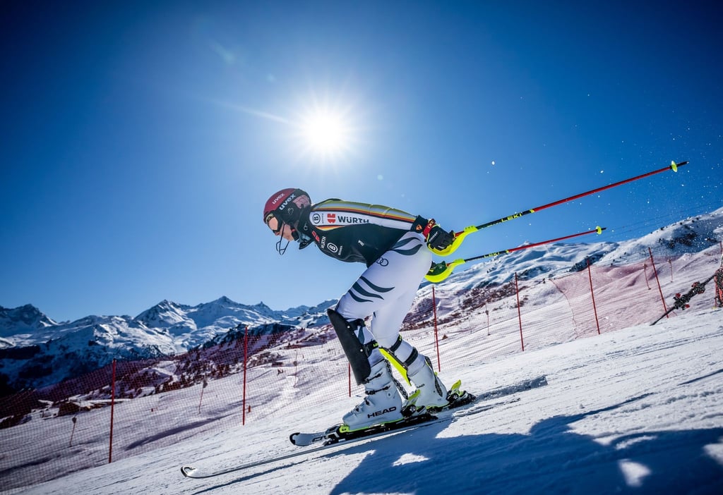 Lena Dürr aus Deutschland beim Training auf der Piste.