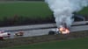 Die A2 bei Magdeburg im Dezember: Nachdem mehrere E-Autos auf einem Transporter Feuer fingen, kämpfte die Feuerwehr über Stunden mit den Flammen.