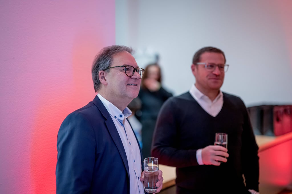 Hermann Winkler (l.) und Max Eberl von RB Leipzig.
