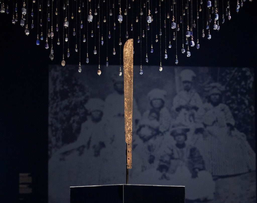 Eine Machete, die zum Schneiden von Zuckerrohr verwendet wurde. Die große Sklaverei-Ausstellung des Amsterdamer Rijksmuseums wird bei den Vereinten Nationen in New York gezeigt.