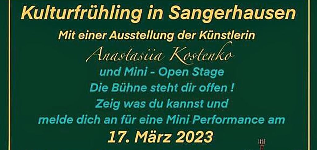 Mit dem Plakat wirbt die Kreisvolkshochschule für den Kulturfrühling in Sangerhausen.