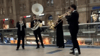 Die vier Blasmusiker empfingen City-Fans in Leipzig.