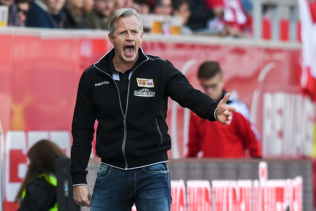Trainer Jens Keller, hier im Jahr 2017 als Trainer von Union Berlin.