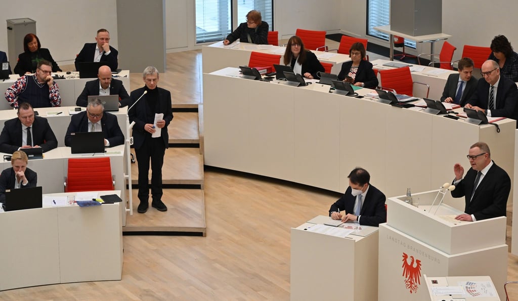 Blick in den Plenarsaal des Landtags in Brandenburg.