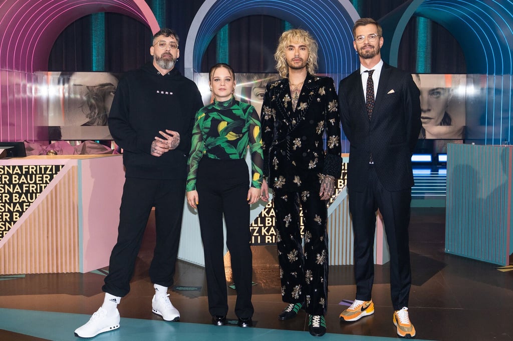 Sido (l-r), Jasna Fritzi Bauer, Bill Kaulitz und Joko Winterscheidt bei „Wer stiehlt mir die Show?“.
