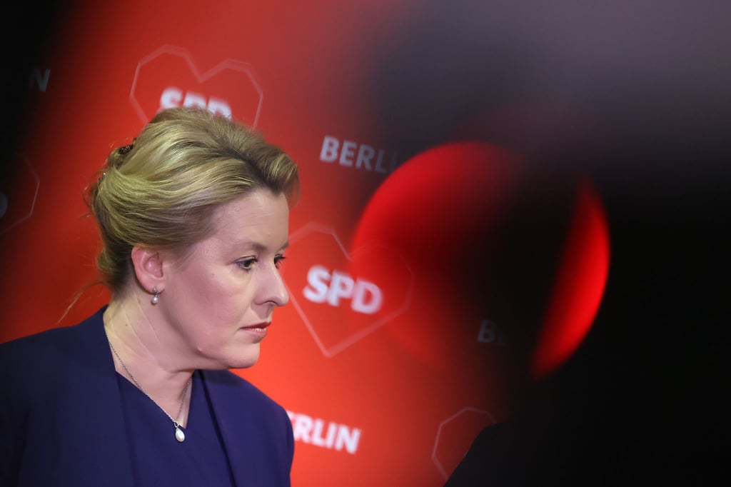 Franziska Giffey (SPD), Regierende Bürgermeisterin von Berlin, gibt eine Pressekonferenz nach der Sitzung des SPD-Landesvorstandes.