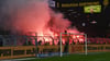 Der Block brennt: RB-Fans in Dortmund.