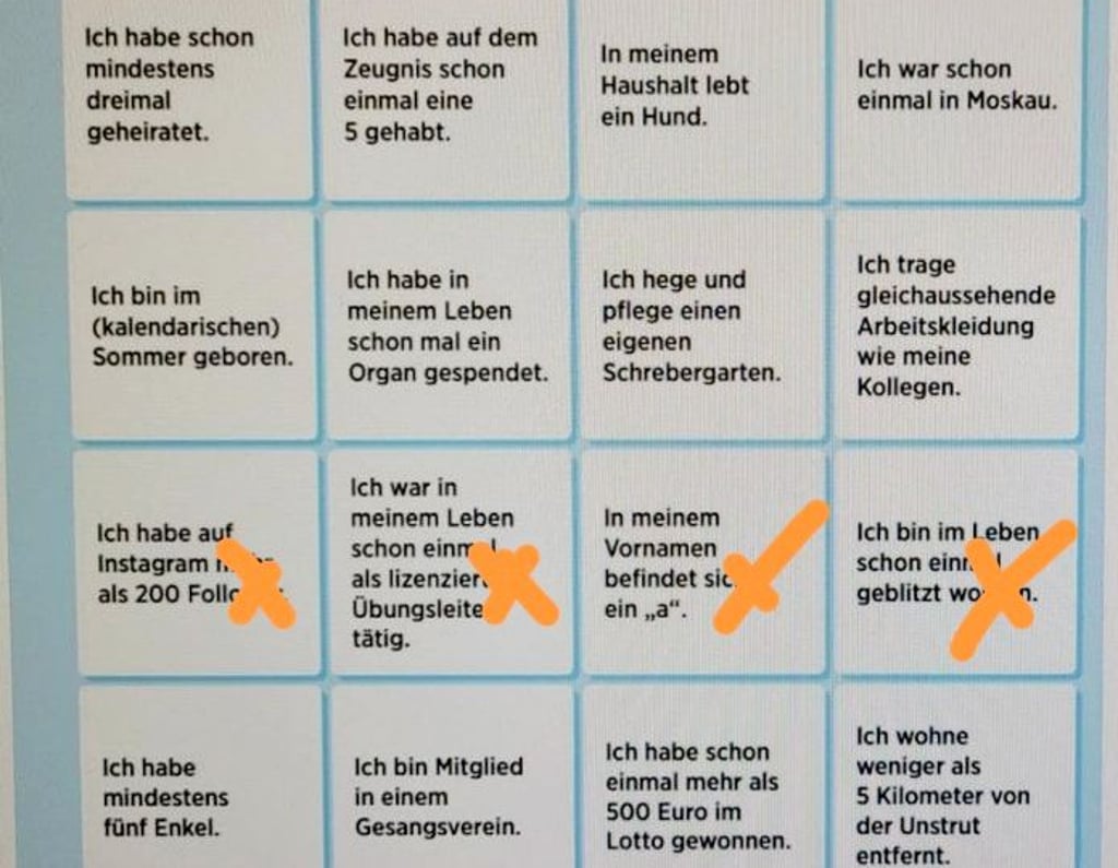 Diesen Bingo-Schein der 1. Runde reichte Lisa Kathert ein.