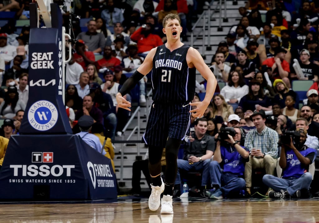 Orlando Magic Center Moritz Wagner (21) reagiert nach einem Treffer.