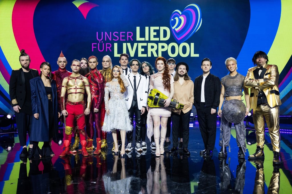 Teilnehmende stehen bei den Proben zu Eurovision Song Contest 2023 „Unser Lied für Liverpool“ auf der Bühne.