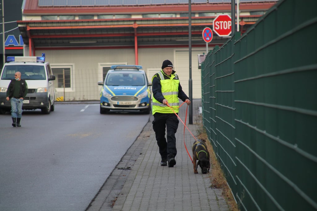 Spurensuche: Nach dem Fund des toten Babys im Dezember 2021 in Halle waren auch Spürhunde im Einsatz.