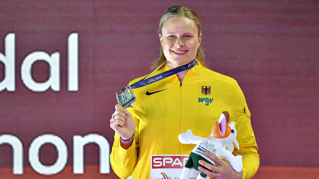 Halles Kugelstoßerin Sara Gambetta hat EM-Silber geholt.