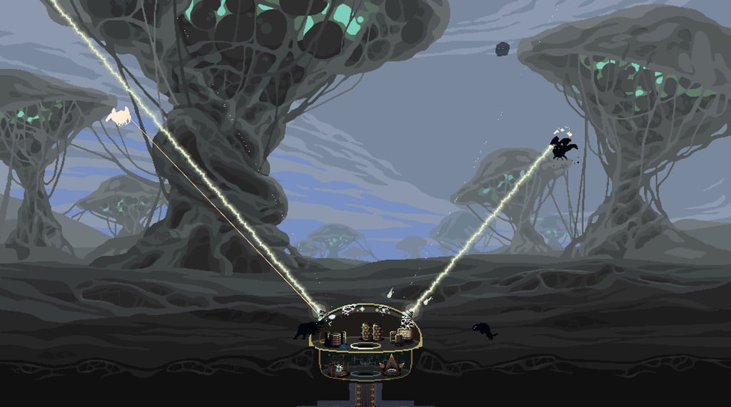 Pew, pew! Da schießt der Laser eine dicke Salve gegen die angreifenden Aliens.