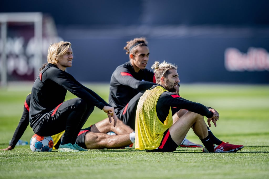 Auf sie kommt es gerade an: RB Leipzigs "Altvordere" Emil Forsberg, Yussuf Poulsen, Kevin Kampl (v.l.)