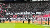 Der Fanblock von Borussia Mönchengladbach in Leipzig.