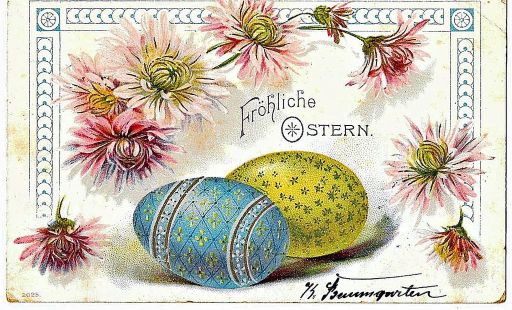 Eine Osterkarte um das Jahr 1900. Seienerzeit wurden noch viele Bräuche in der Altmark gepflegt.