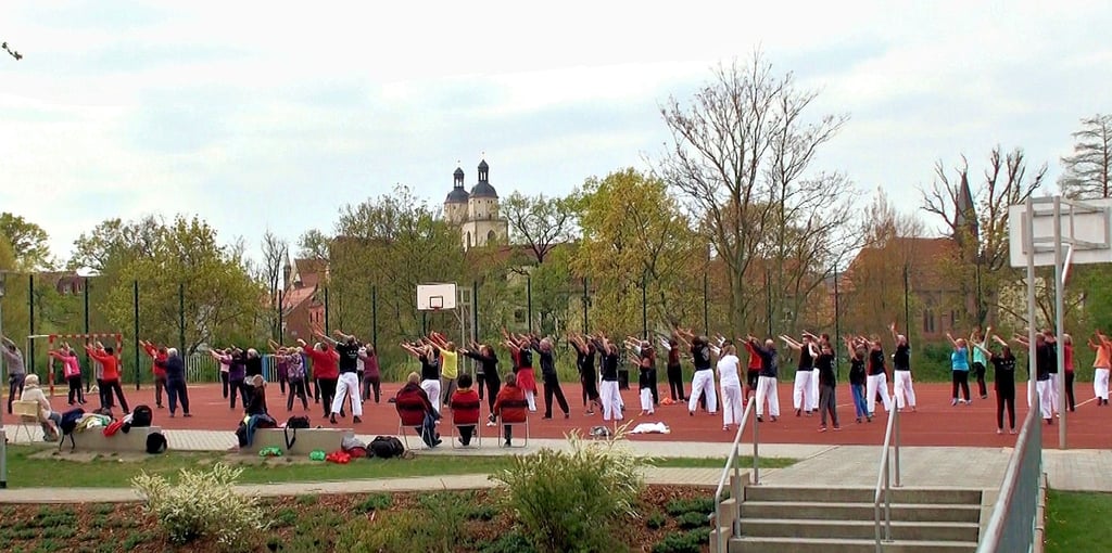 Mitmach-Übungen am Morgen gab es 2016, als erstmals der Welt-Tai Chi-Qi Gong-Tag von Grün-Weiß organisiert wurde.